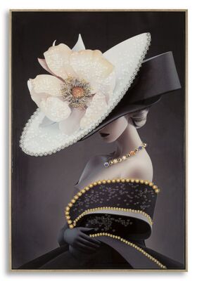 Quadro donna charme con cappello a tesa larga 62x92  43141