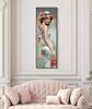 Quadro dipinto donna chic con cappello fiori rossi e nastro blu 52x152 43136 COLORI E LUCI - foto 5