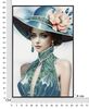 Quadro donna chic con cappello blu e fiore rosa 62x92  43147 - foto 6