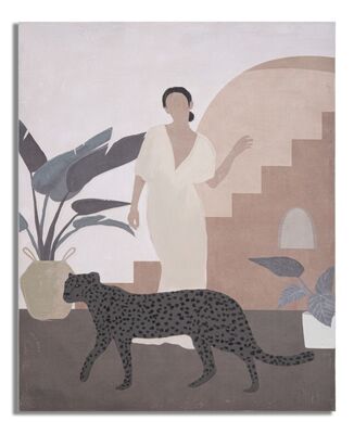 Quadro moderno di donna con ghepardo 80x100cm  40360