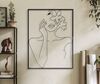 Quadro metallo stilizzato donna con mano sul viso e fiori 60x80cm  40885 - foto 4