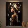 Quadro decorativo donna 62x92 con corona di fiori per living eleganti  44355