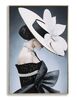 Quadro volto di donna celato da grande cappello elegante toni neri 62x92  43154