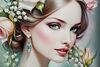 Immagine aggiuntiva di Quadro donna graziosa con rose e mughetti nei capelli 72x102  43152