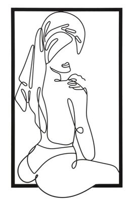 Quadro donna con asciugamano in testa stilizzato metallo 40x70  41694