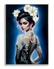 Quadro donna stilosa sguardo profondo fiori nei capelli 72x102  43149
