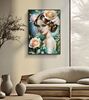 Quadro volto di donna romantico rugiada rose e mughetti 72x102  43153 - foto 5