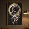 Quadro intenso profilo di donna avvolto da decoro dorato 60x90  44361