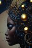 Quadro profilo di donna fantasy con led su sfondo di grande luna 60x90  44363 - foto 6