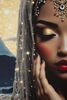Quadro donna con copricapo gioiello led fiori e sfondo luna 70x100  44359 - foto 4
