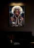 Quadro donna con copricapo gioiello led fiori e sfondo luna 70x100  44359 - foto 9