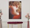 Quadro stampa su tela viso di donna labbra dorate 80x120cm  40503 - foto 4
