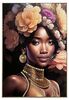 Quadro viso di donna con testa con fiori 72x102  41310