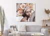 Quadro bellissima donna africana fiori in testa 100x100  40975 - foto 5
