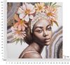 Quadro bellissima donna africana fiori in testa 100x100  40975 - foto 6
