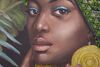 Immagine aggiuntiva di Quadro grande 90x120 donna africana copricapo verde etnico e grandi orecchini