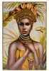 Quadro dipinto su tela donna africana toni ocra oro verdi 82x122 41302 COLORI E LUCI