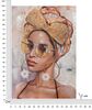 Quadro ragazza con grandi occhiali e turbante 70x100  40979 - foto 6