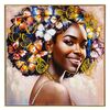 Quadro donna africana con farfalle in testa modello A 82x82  41304