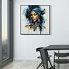 Quadro sfumature astratte blu e azzurre donna con turbante 82x80  43143 - foto 5