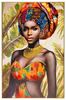 Quadro etnico donna africana turbante multicolor 82x122  41303