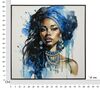 Quadro tribale donna etnico turbante e grande collana blu 82x82  43142 - foto 6