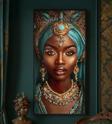 Quadro viso di donna con turbante 50x100 lungo verticale  44353