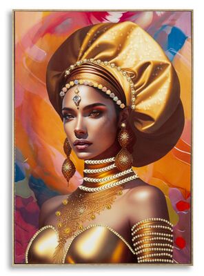 Quadro bellissimo viso di donna con turbante e gioielli modello B 72X102  42218