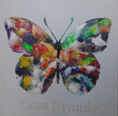 Quadro farfalla variopinta con brillantini 60x60 39922 COLORI E LUCI