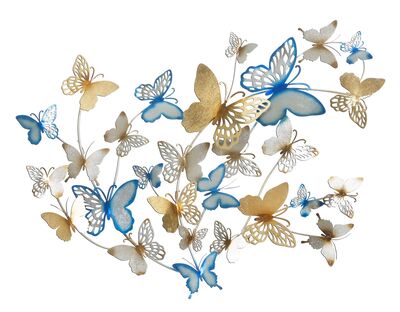 Quadro farfalle tonalit&agrave; azzurro celeste decorativo in metallo 132x95,5 40699 COLORI E LUCI