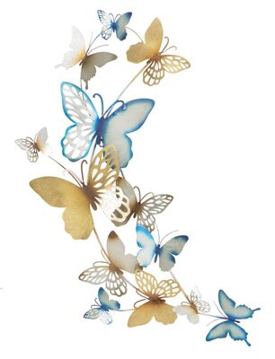 Quadro in metallo scia di farfalle toni blu azzurro home decor 59,5x111,5  40702