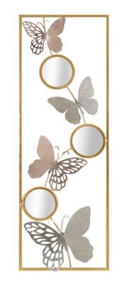 Quadro metallo specchietti e farfalle 31x90 sinistra destra A  41278