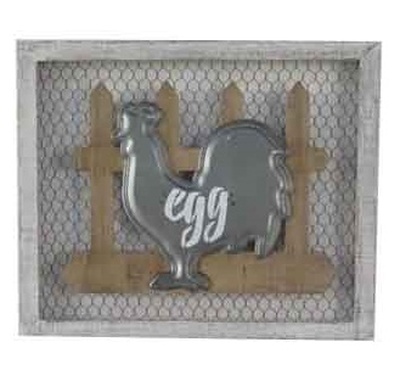 Quadro con gallina EGG e recinto 46x38cm 37673 COLORI E LUCI