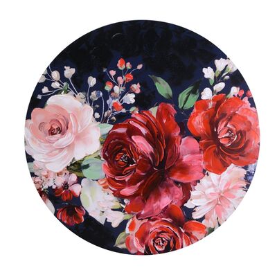 Quadro rotondo con sfondo nero blu e fiori rossi da 80cm 39315 COLORI E LUCI
