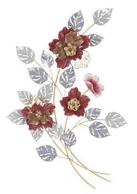 Composizione a quadro da parete con mazzo fiori toni rossi bordeaux 68,6x98,4  41317