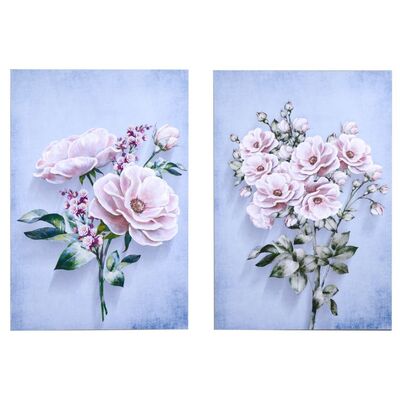 Coppia di quadri con fiori rosa 60x90cm  38368