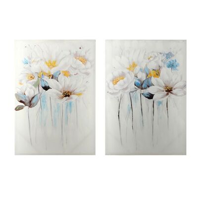 Coppia quadri con fiori bianchi azzurri 70x100  38036
