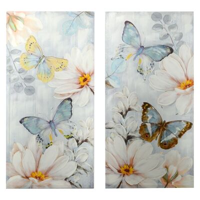 Coppia quadri farfalle e fiori 70x100  38037