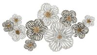 Decorazione da appendere muro fiori decorati bianco oro tortora 140x74,5  41289
