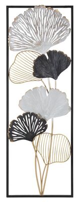 Decorazione quadro a parete in rilievo con cornice scura e ramo di foglie  40791