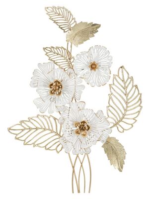 Decorazione a pannello in metallo con fiori bianchi 54x73,7 41442 COLORI E LUCI