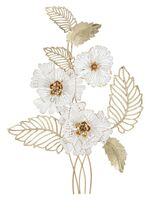 Decorazione a pannello in metallo con fiori bianchi 54x73,7 41442 COLORI E LUCI