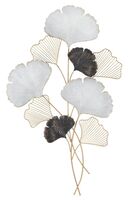 Quadro decorativo in metallo mazzo di foglie chiaro scuro griglia oro 66x109  40786