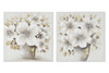 Set 2 quadretti fiori tonalit&agrave; tortora oro 40x40 particolari dipinti 41345 COLORI E LUCI