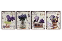 Composizione 4 quadretti lavanda herbs in metallo colori vivaci 25x33 41156 COLORI E LUCI