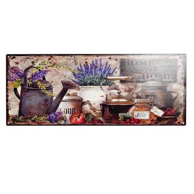 Quadretto basso e lungo targhetta metallo fiori lavanda 50x20 41158 COLORI E LUCI