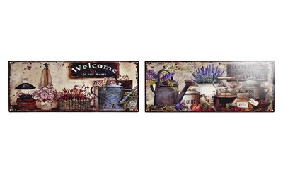 Quadretti bassi e lunghi targhetta metallo fiori e lavanda 50x20 41159 COLORI E LUCI