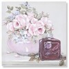 Quadro con rose e boccetta di profumo 60x60  43022