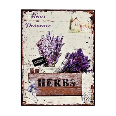 Quadretto herbs lavanda in metallo colori vivaci 25x35 41154 COLORI E LUCI