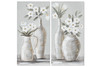 Set 2 quadri vasi fiori bianchi toni tortora grigio 30x60 stretti e lunghi 41076 COLORI E LUCI